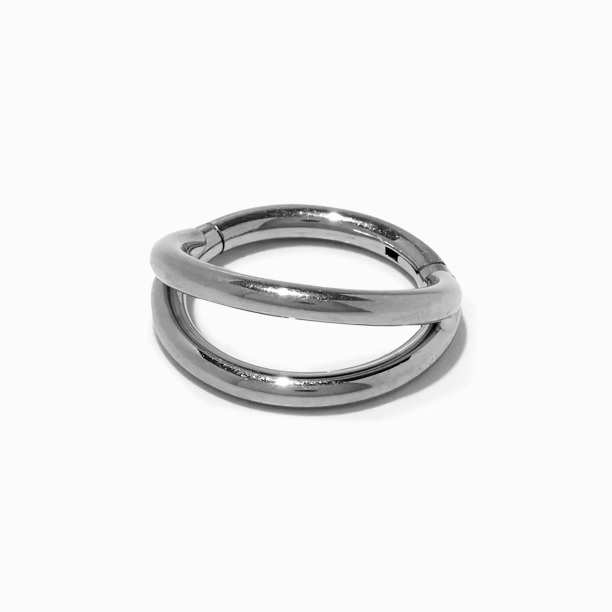 Claire's Bijoux Premium|Bijoux De Piercing-Anneau de nez en titane double rang 1,2 mm couleur argentée