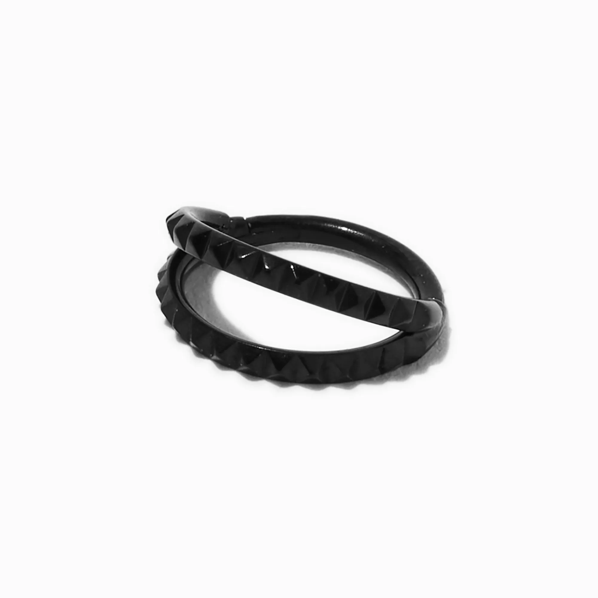 Claire's Bijoux Premium|Bijoux De Piercing-Anneau de nez 0,8 mm double rang pyramide en titane noir