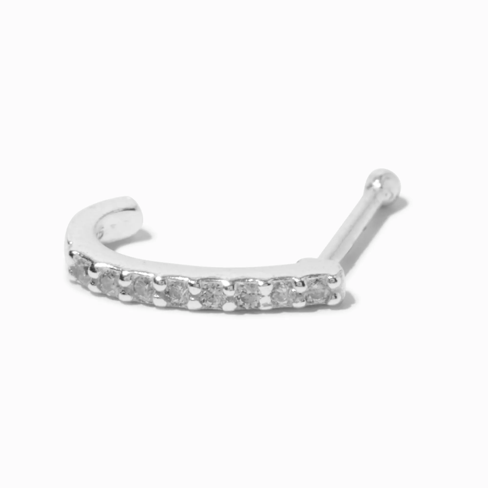 Claire's Bijoux De Piercing-Anneau de nez 0,6 mm pavé en zircon cubique couleur argentée