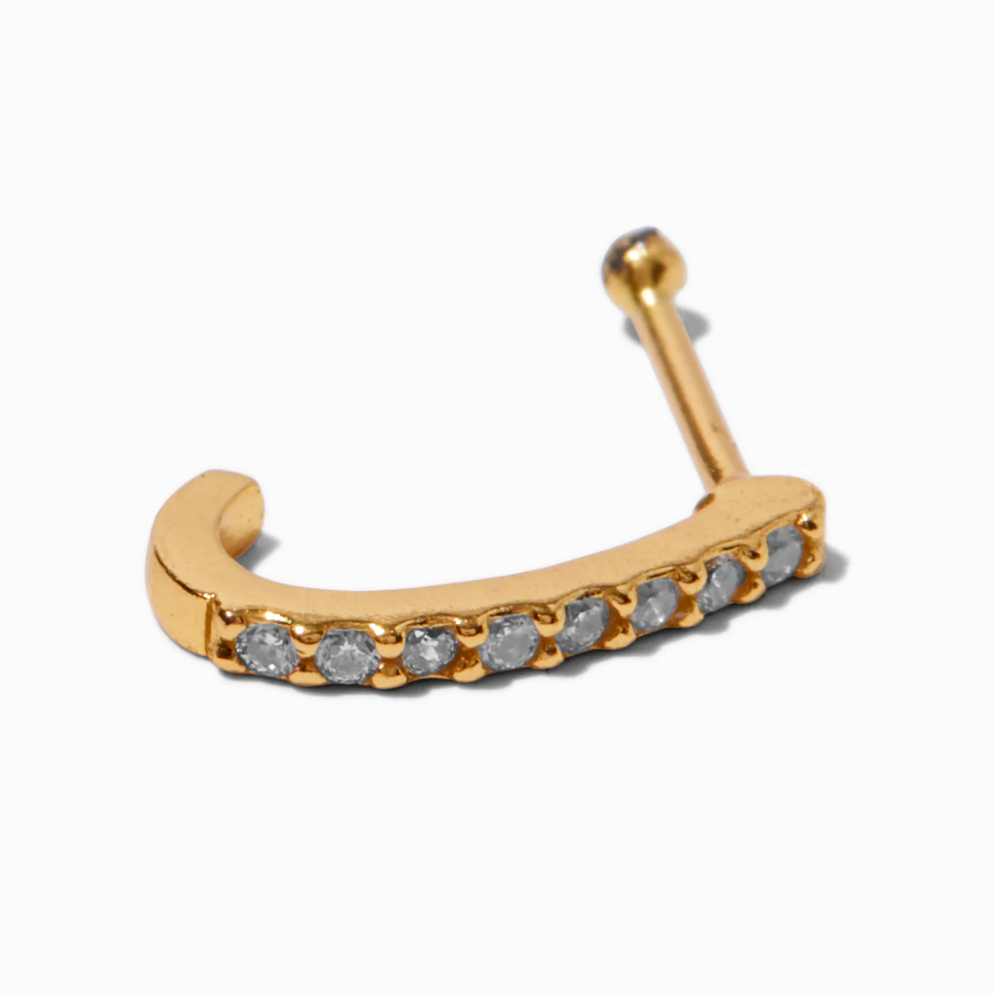 Claire's Bijoux De Piercing-Anneau de nez 0,6 mm pavé en zircon cubique couleur argentée et couleur dorée