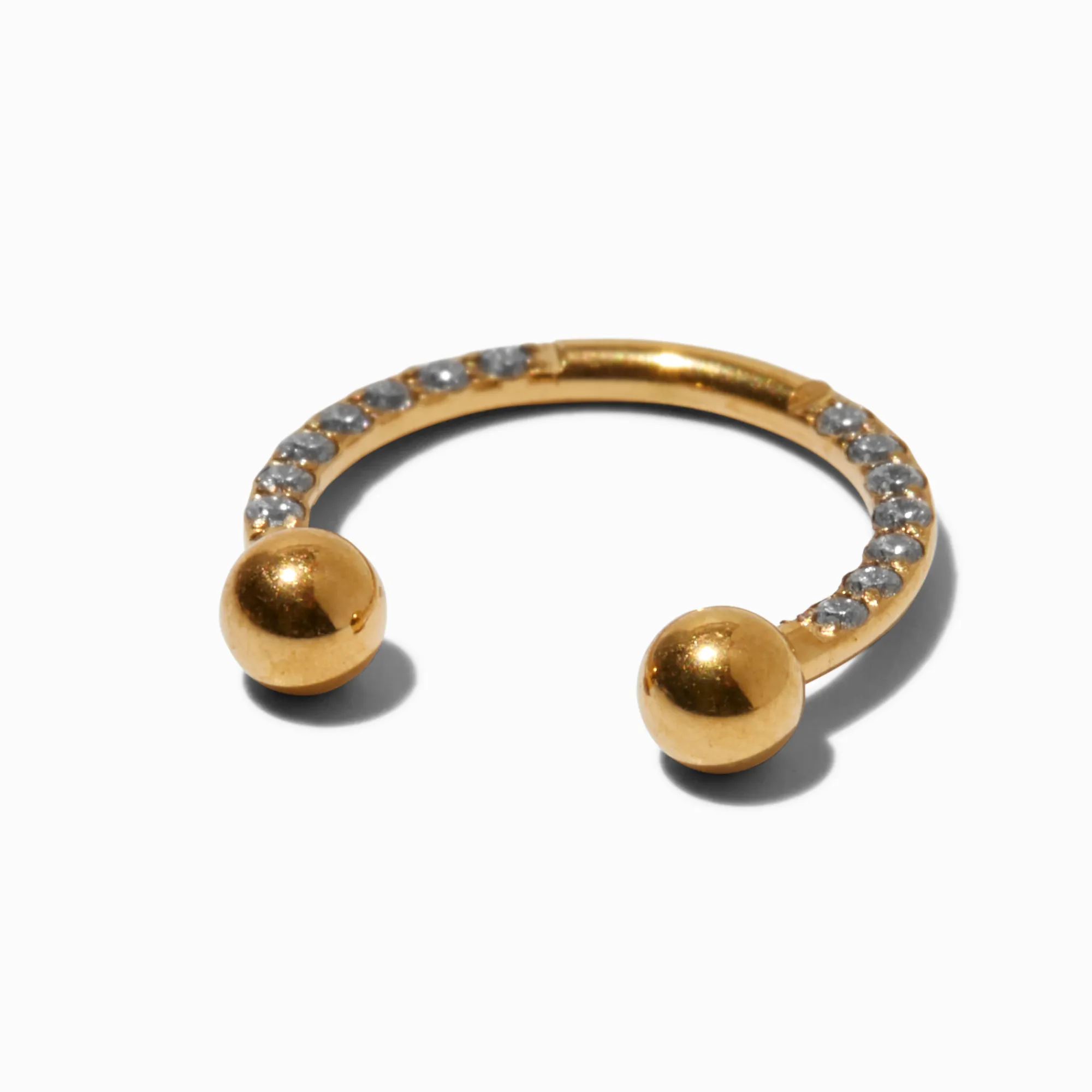 Claire's Bijoux De Piercing-Anneau en fer à cheval 1,2 mm pour piercing septum en zircon cubique et acier inoxydable couleur dorée