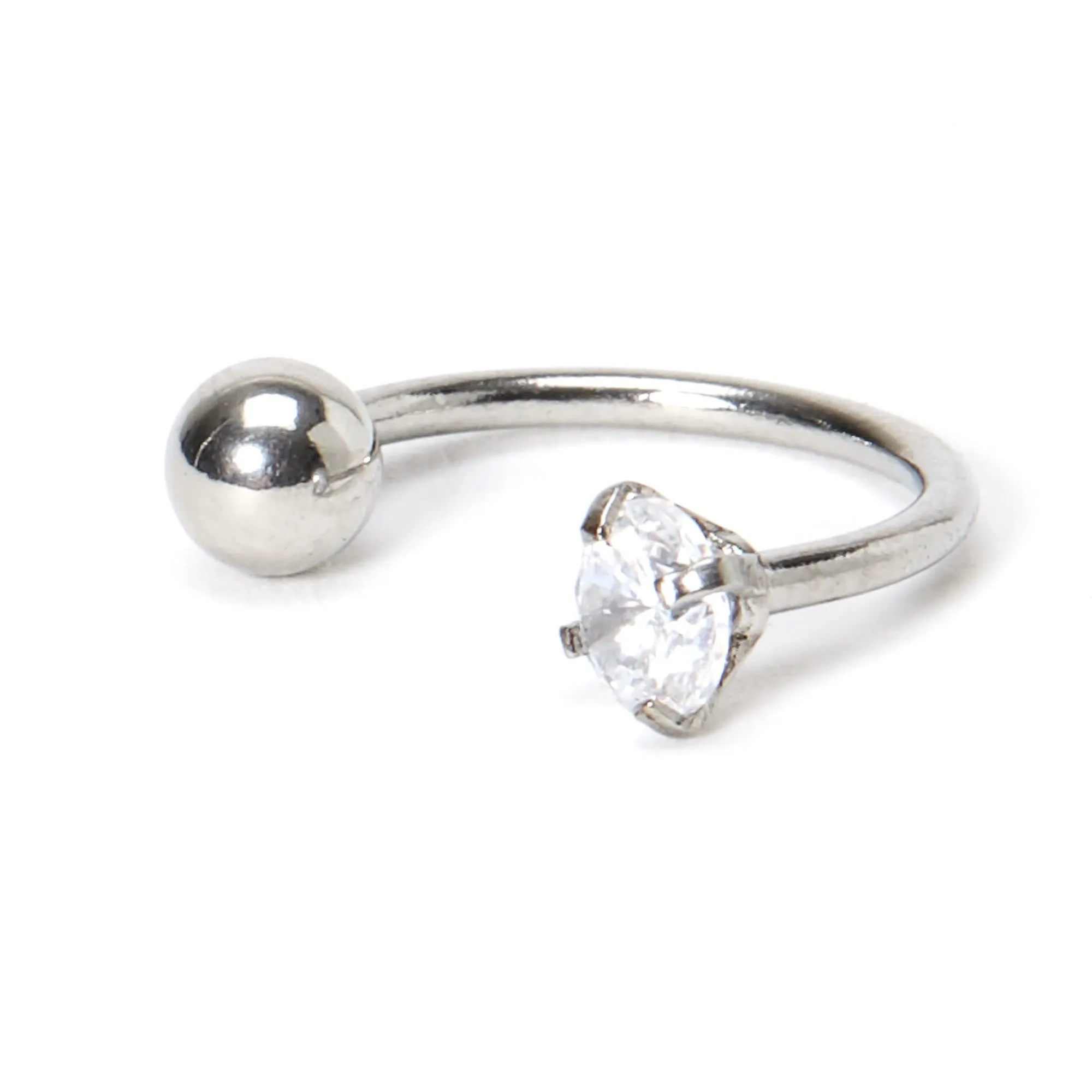 Claire's Clous D'oreilles|Bijoux Premium-Anneau fer à cheval pour piercing au cartilage boule zircon cubique 1,2 mm en titane couleur argentée