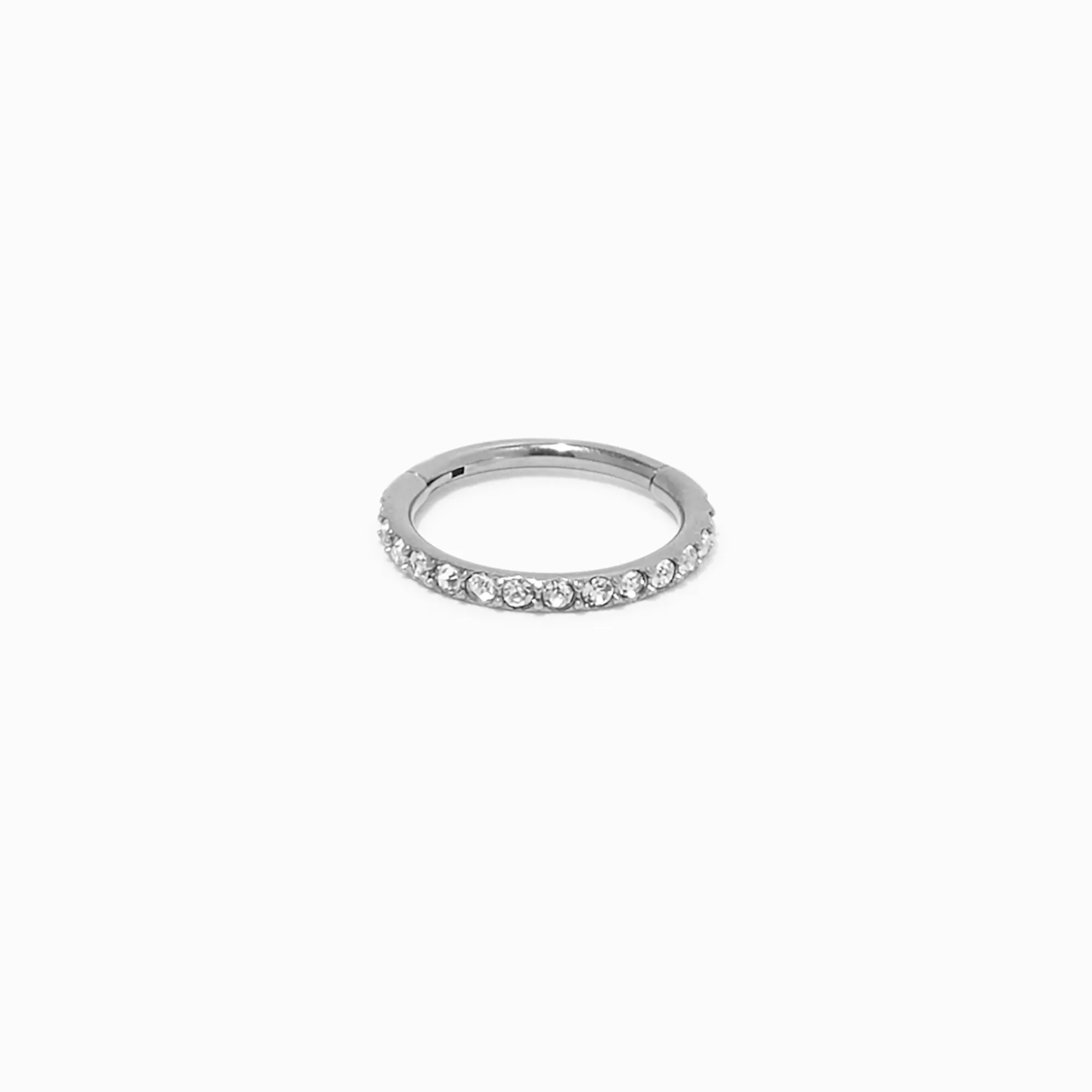 Claire's Bijoux Premium|Bijoux De Piercing-Anneau pour le nez à charnière strass 0,8 mm en titane couleur argentée