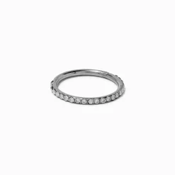 Claire's Clous D'oreilles|Bijoux Premium-Anneau pour piercing conque 1,2 mm en zircon cubique et acier inoxydable couleur argentée
