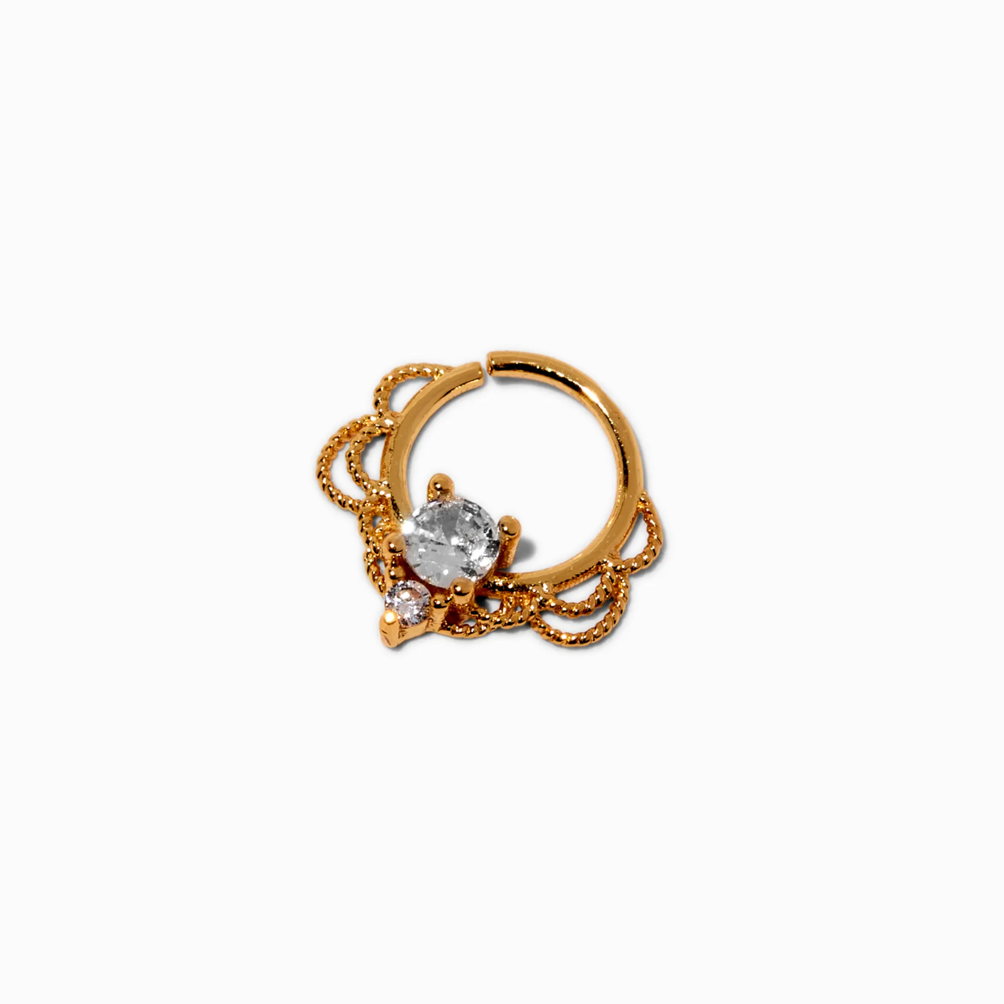 Claire's Bijoux De Piercing-Anneau pour piercing Daith 1,2 mm en zircon cubique et acier inoxydable couleur dorée