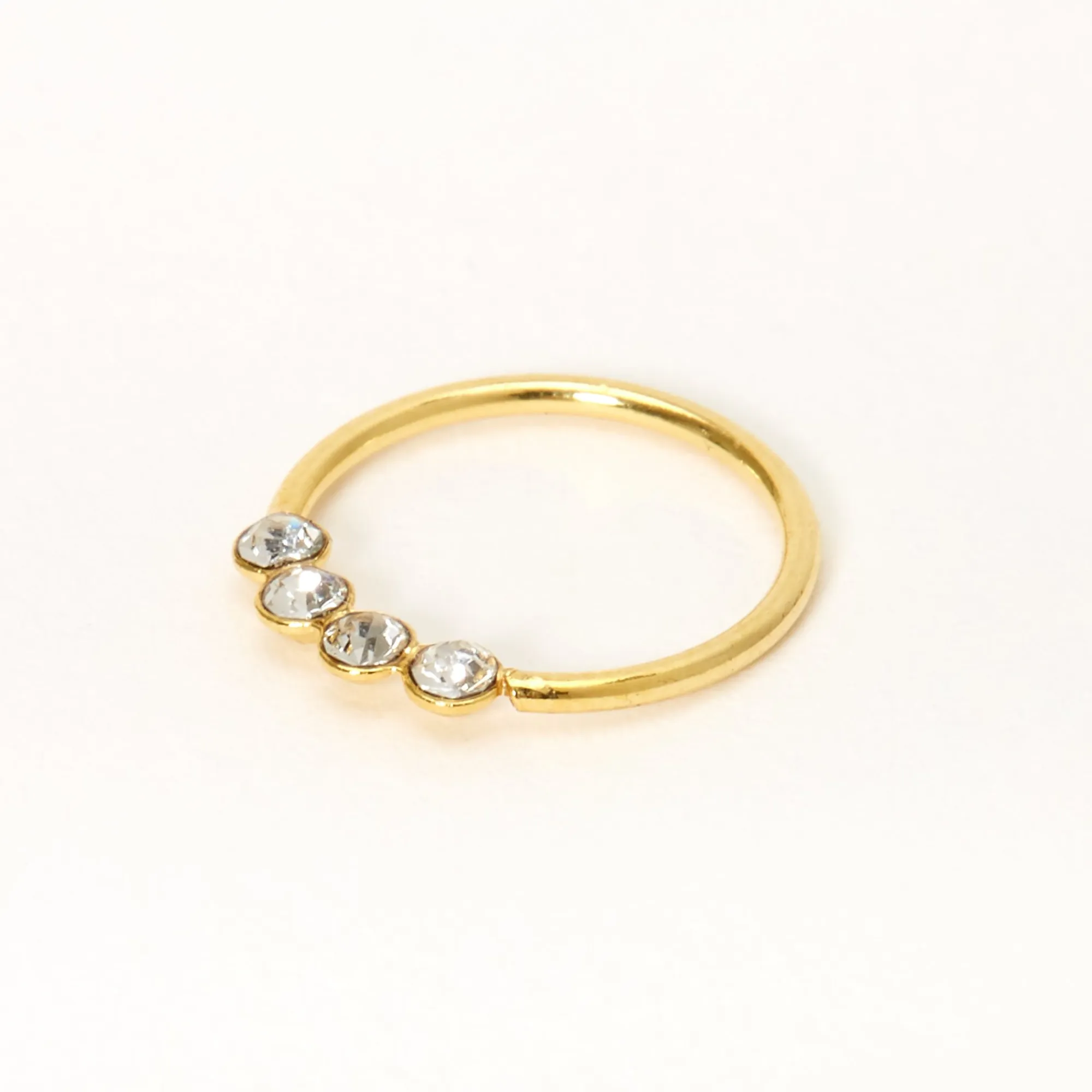 Claire's Bijoux Premium|Bijoux De Piercing-Anneau pour piercing de nez à quatre strass 0,6 mm couleur argentée et couleur dorée