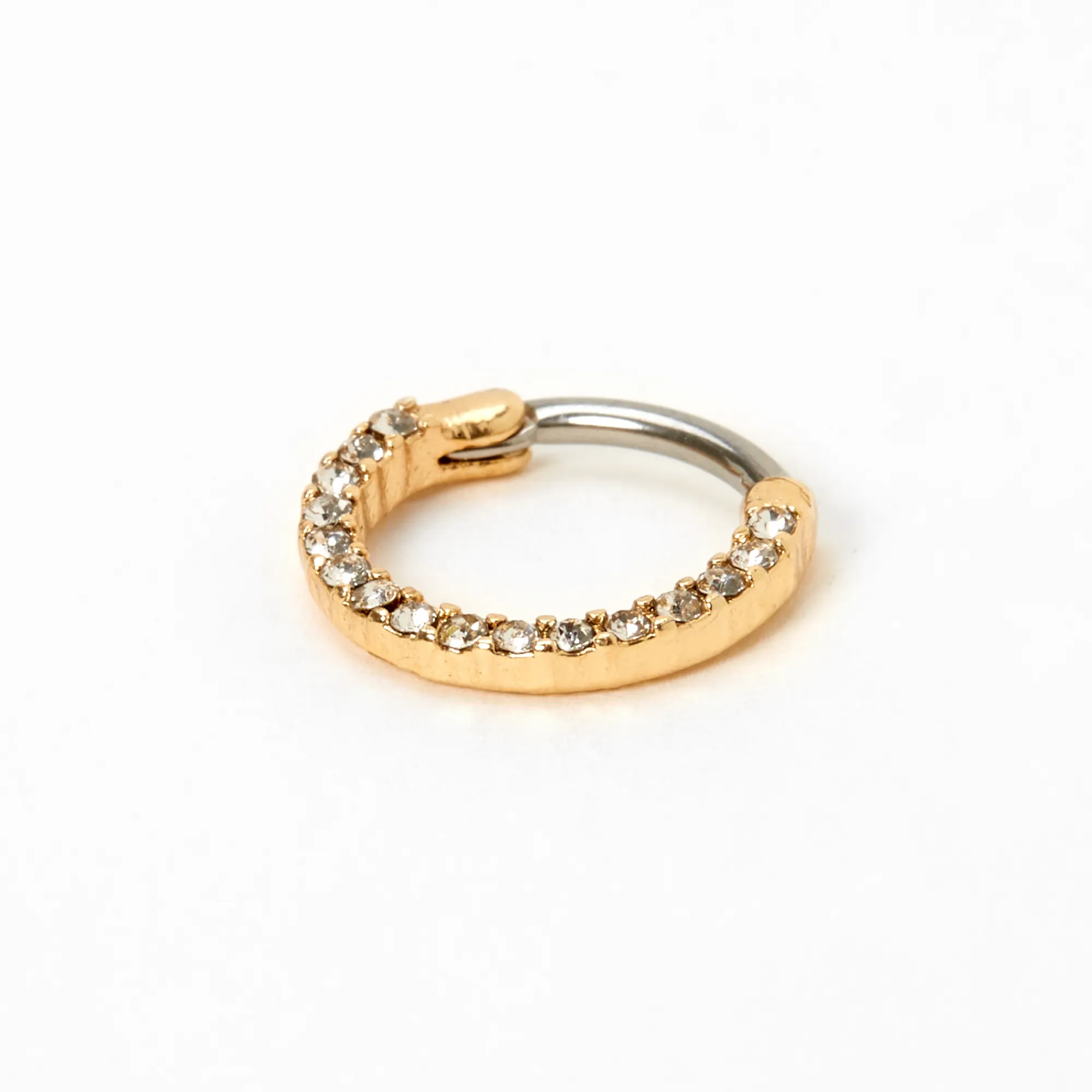 Claire's Bijoux De Piercing-Anneau pour piercing septum 1,2 mm avec strass en acier inoxydable couleur dorée