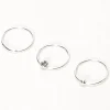 Claire's Bijoux Premium|Bijoux De Piercing-Anneaux de nez avec strass barre boule 0,6 mm couleur argentée - Lot de 3