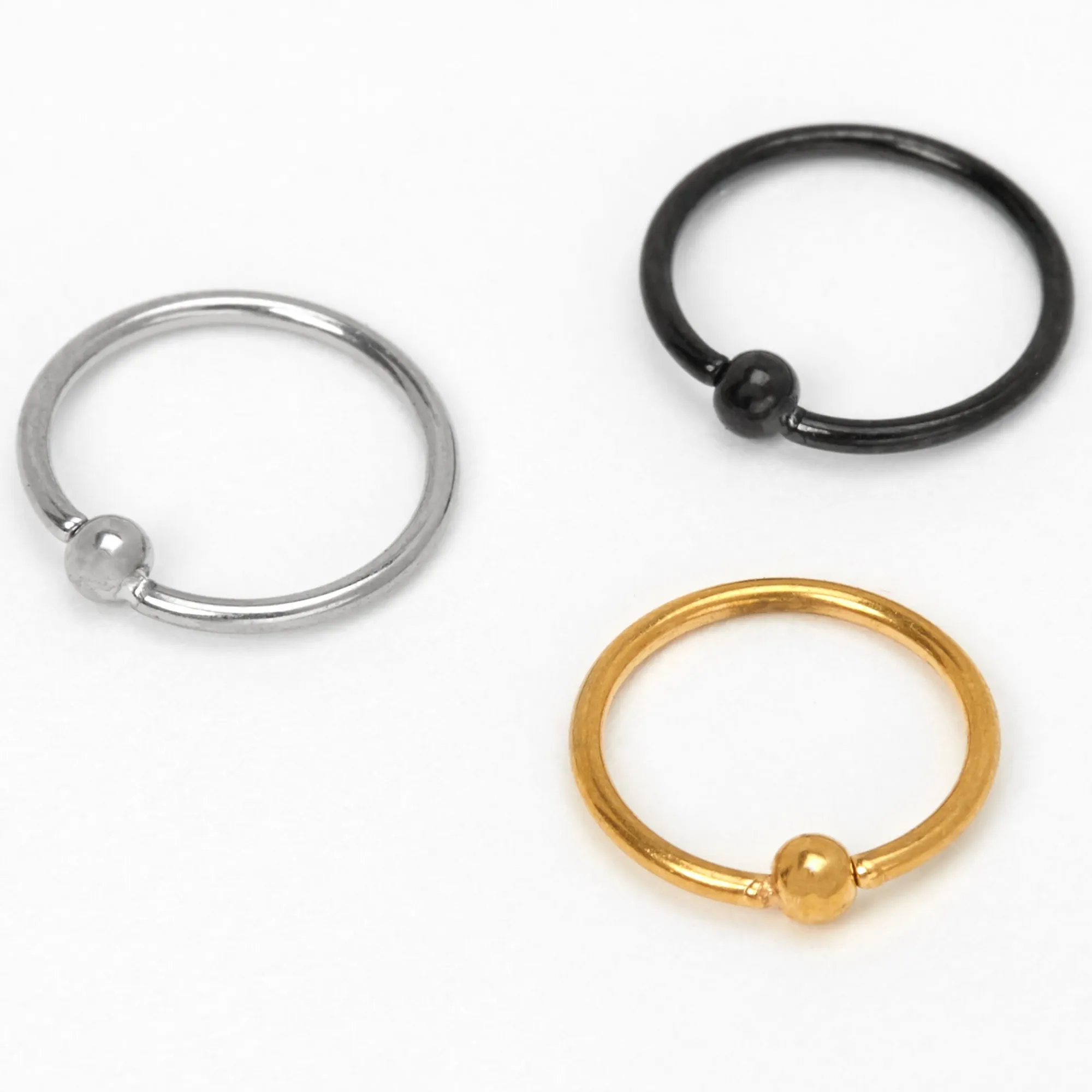 Claire's Bijoux Premium|Bijoux De Piercing-Anneaux de nez boule 0,8 mm couleur titanée en métaux mixtes - Lot de 3