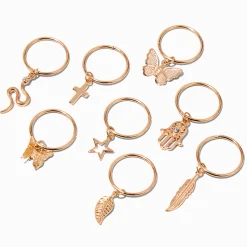 Claire's Barrettes Et Pinces-Anneaux pour cheveux icônes couleur dorée - Lot de 8