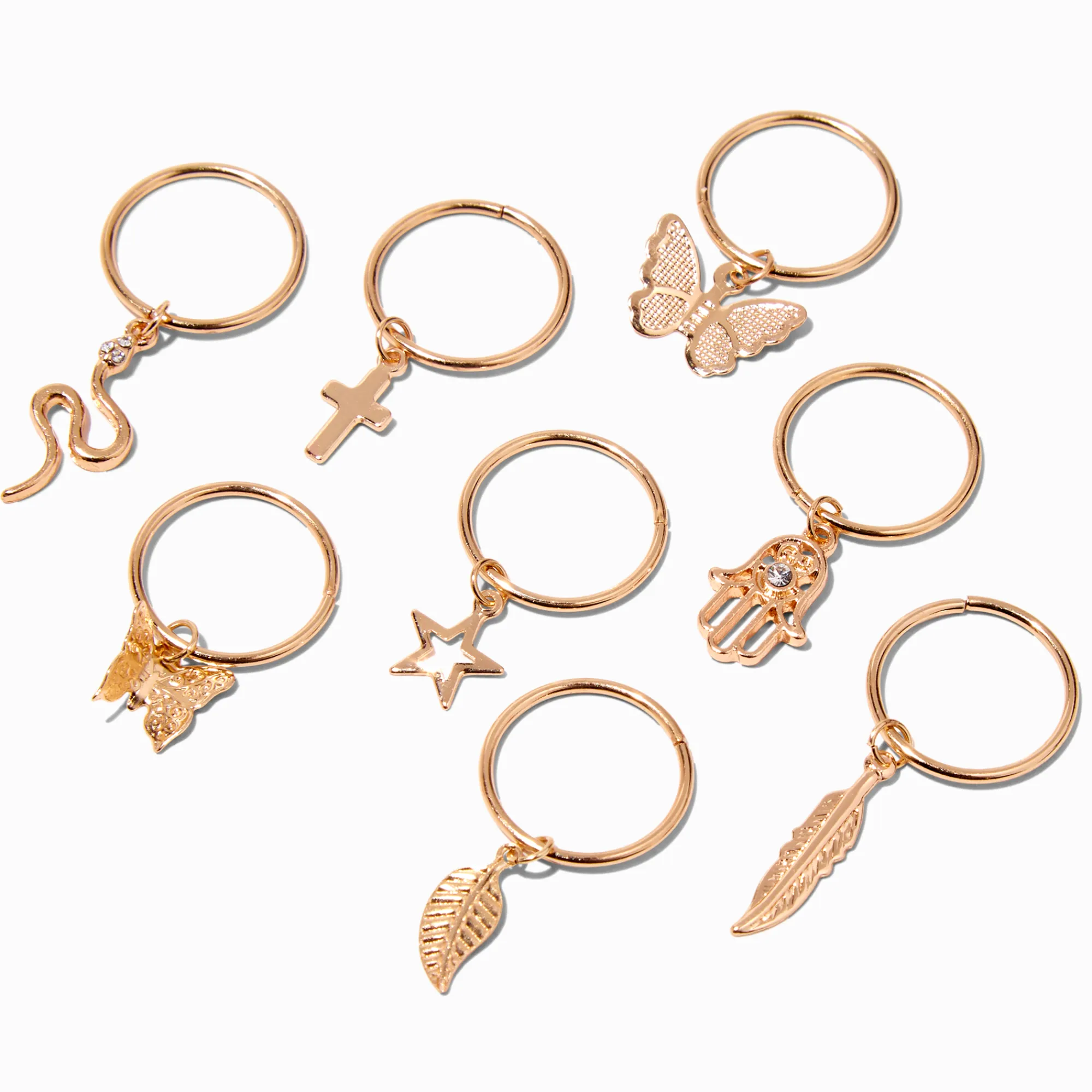 Claire's Barrettes Et Pinces-Anneaux pour cheveux icônes couleur dorée - Lot de 8