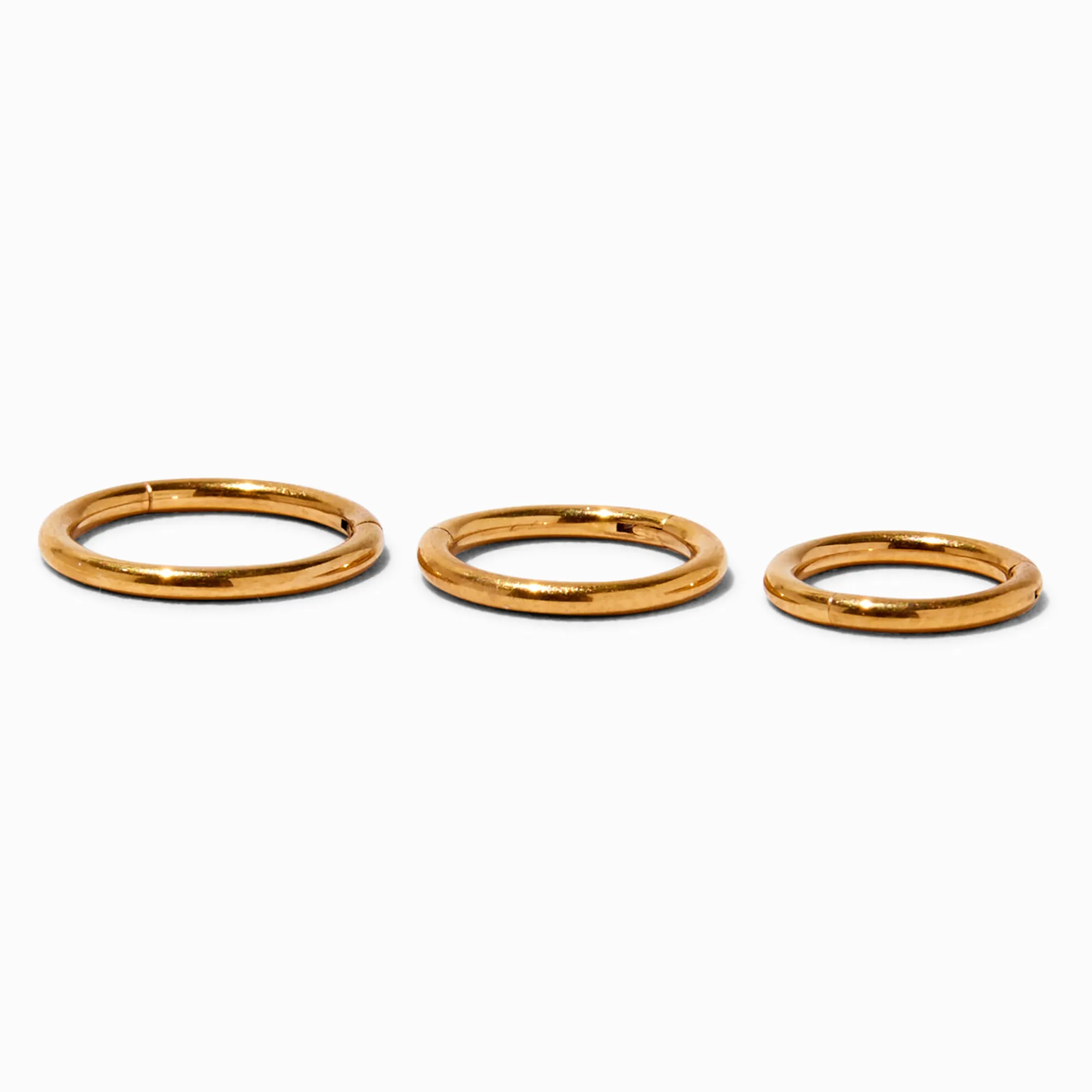 Claire's Bijoux De Piercing-Anneaux pour piercing de nez 1,0 mm aux motifs variés en titane couleur dorée - Lot de 3