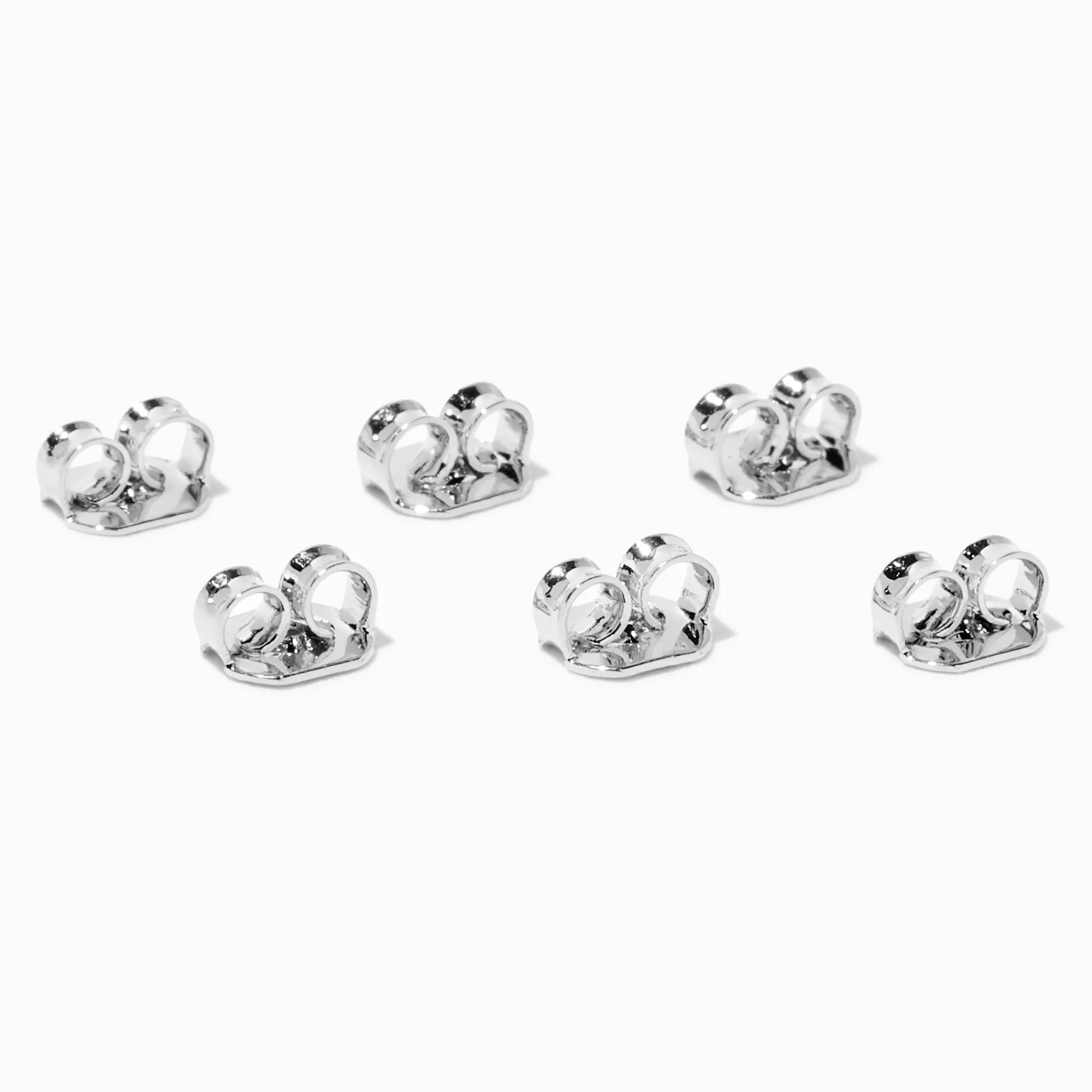 Claire's Bijoux Premium-Attaches de boucle d'oreille de rechange en titane couleur argentée - Lot de 6 - Collection C Luxe