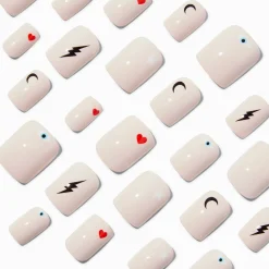 Claire's Ongles-Baby Pink Icons Square Vegan Faux Nail Set - 24 Pack