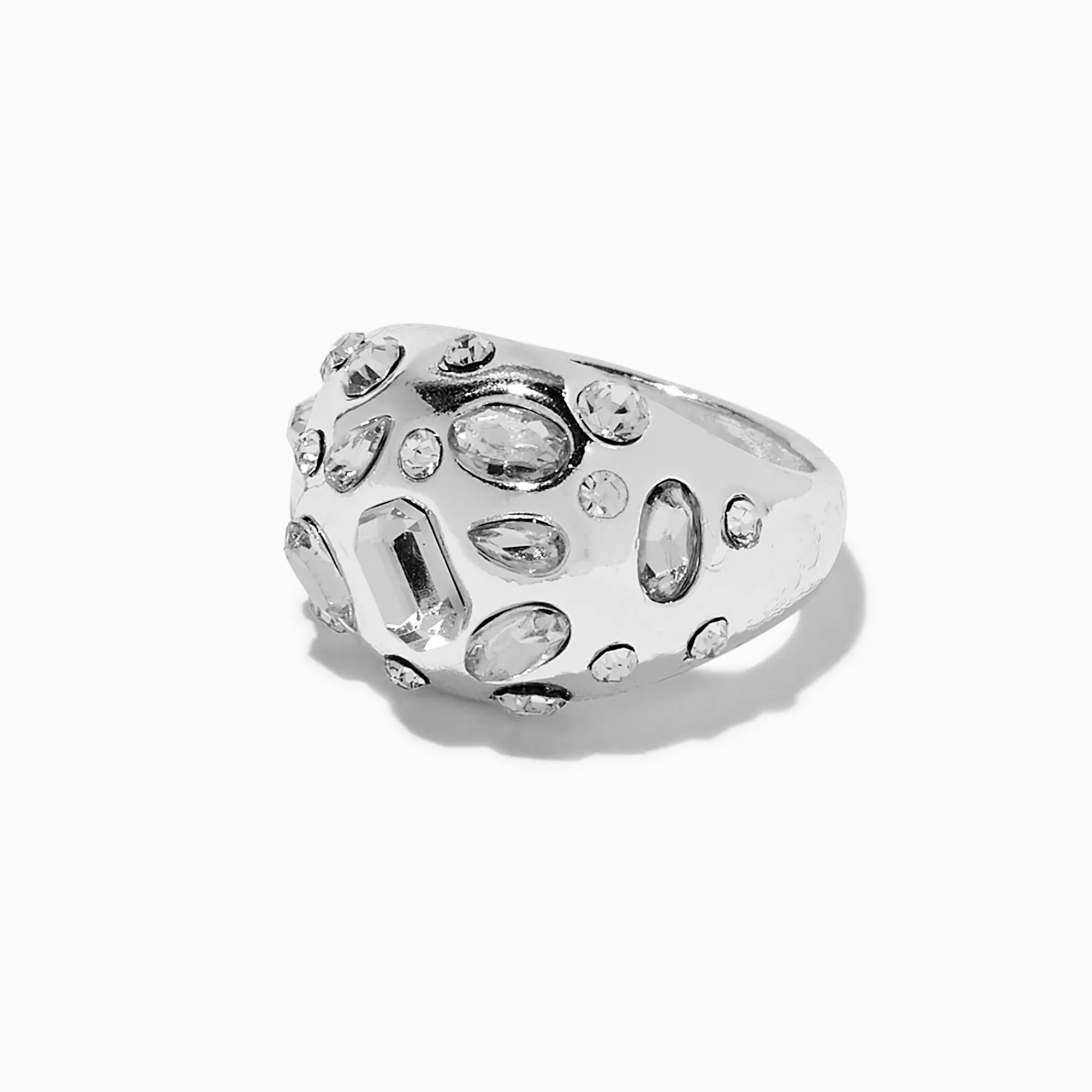 Claire's Bagues-Bague de caractère bulle avec strass variés couleur argentée