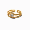 Claire's Bagues-Bague d'orteil multi-rangs cœur en zircon cubique et acier inoxydable couleur dorée