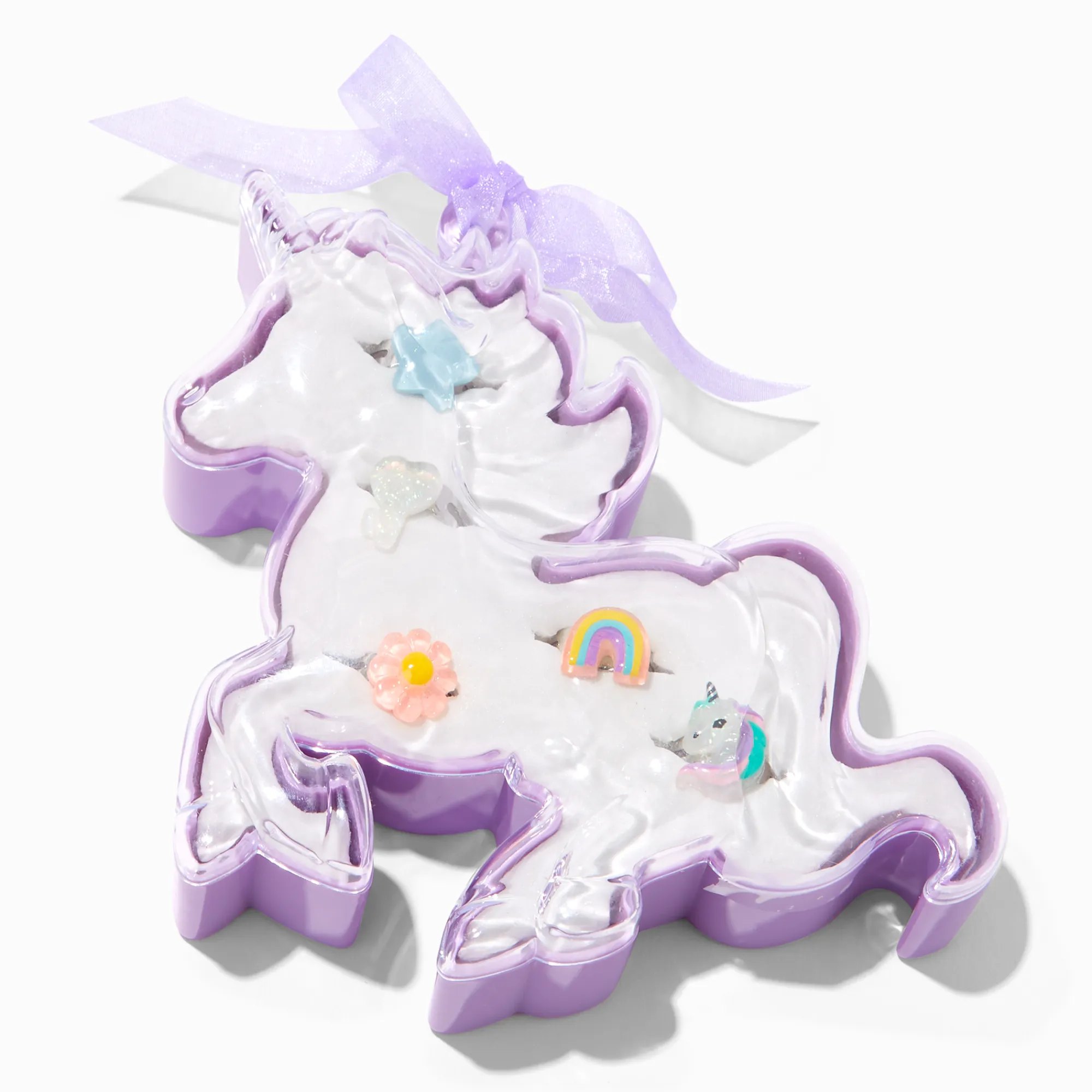 Claire's Bagues-Bagues dans un coffret licorne lilas Claire's Club - Lot de 5