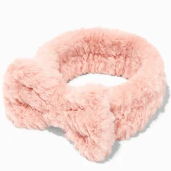 Claire's Bandeaux Et Serre-têtes-Bandeau de démaquillage à nœud en fausse fourrure rose