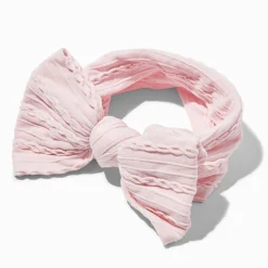 Claire's Bandeaux Et Serre-têtes-Bandeau à nœud maillons de chaîne côtelé en nylon rose Claire's Club