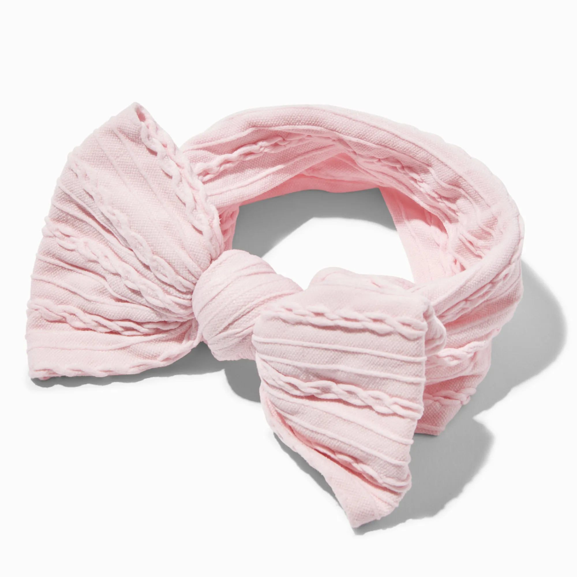 Claire's Bandeaux Et Serre-têtes-Bandeau à nœud maillons de chaîne côtelé en nylon rose Claire's Club