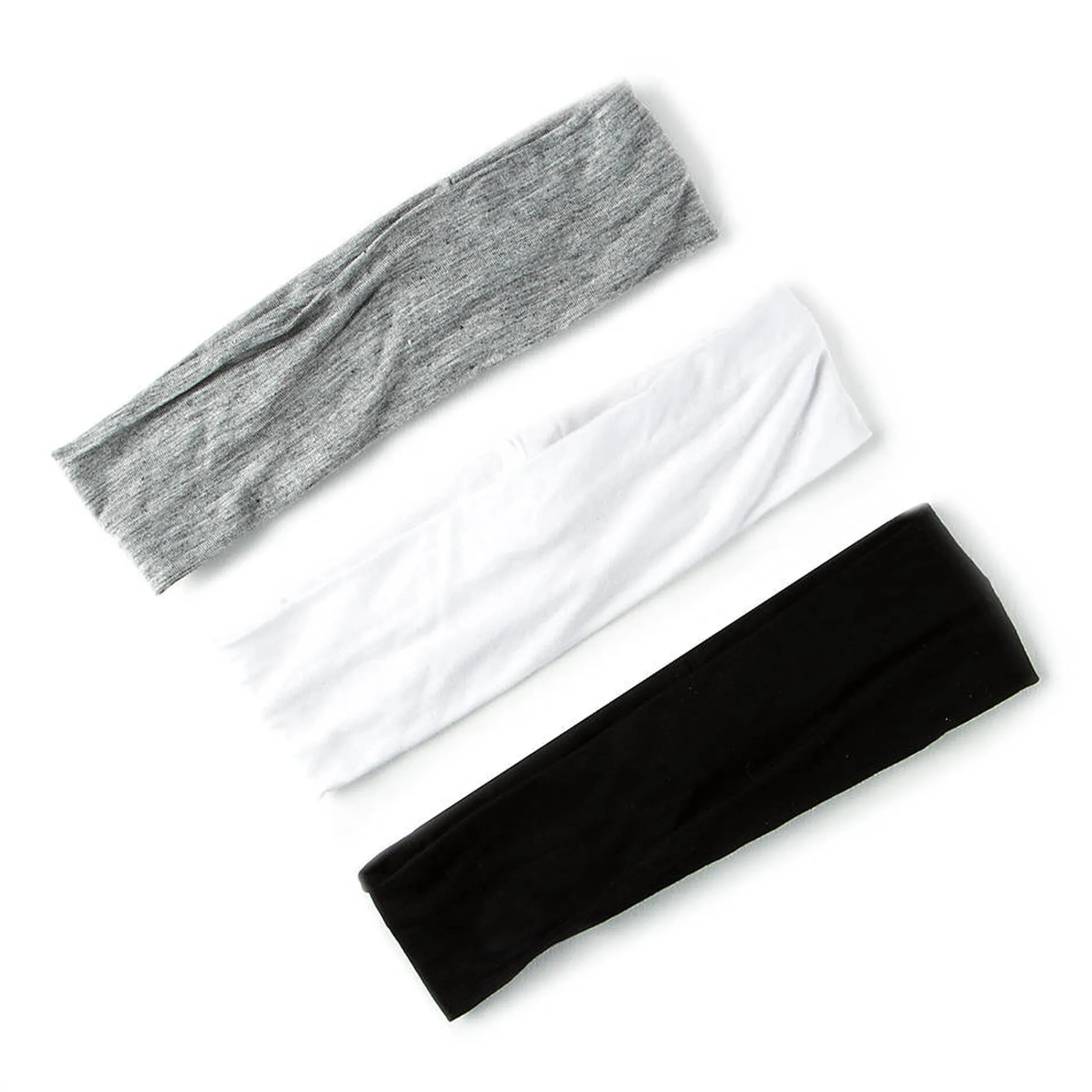 Claire's Bandeaux Et Serre-têtes-Bandeaux en jersey noir, blanc et gris - Lot de 3