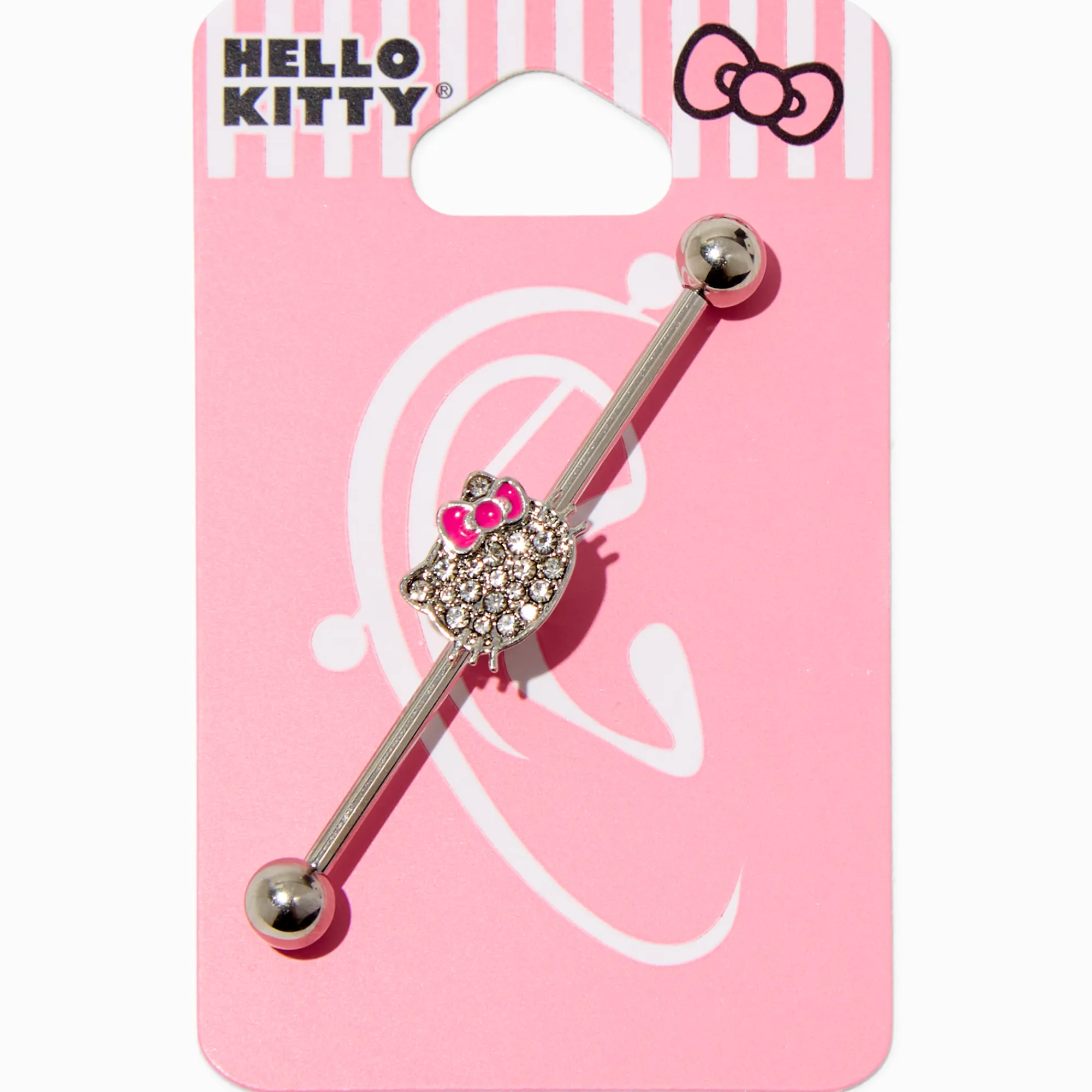 Claire's Bijoux De Piercing-Barre industrielle 1,6 mm visage strass Hello Kitty®