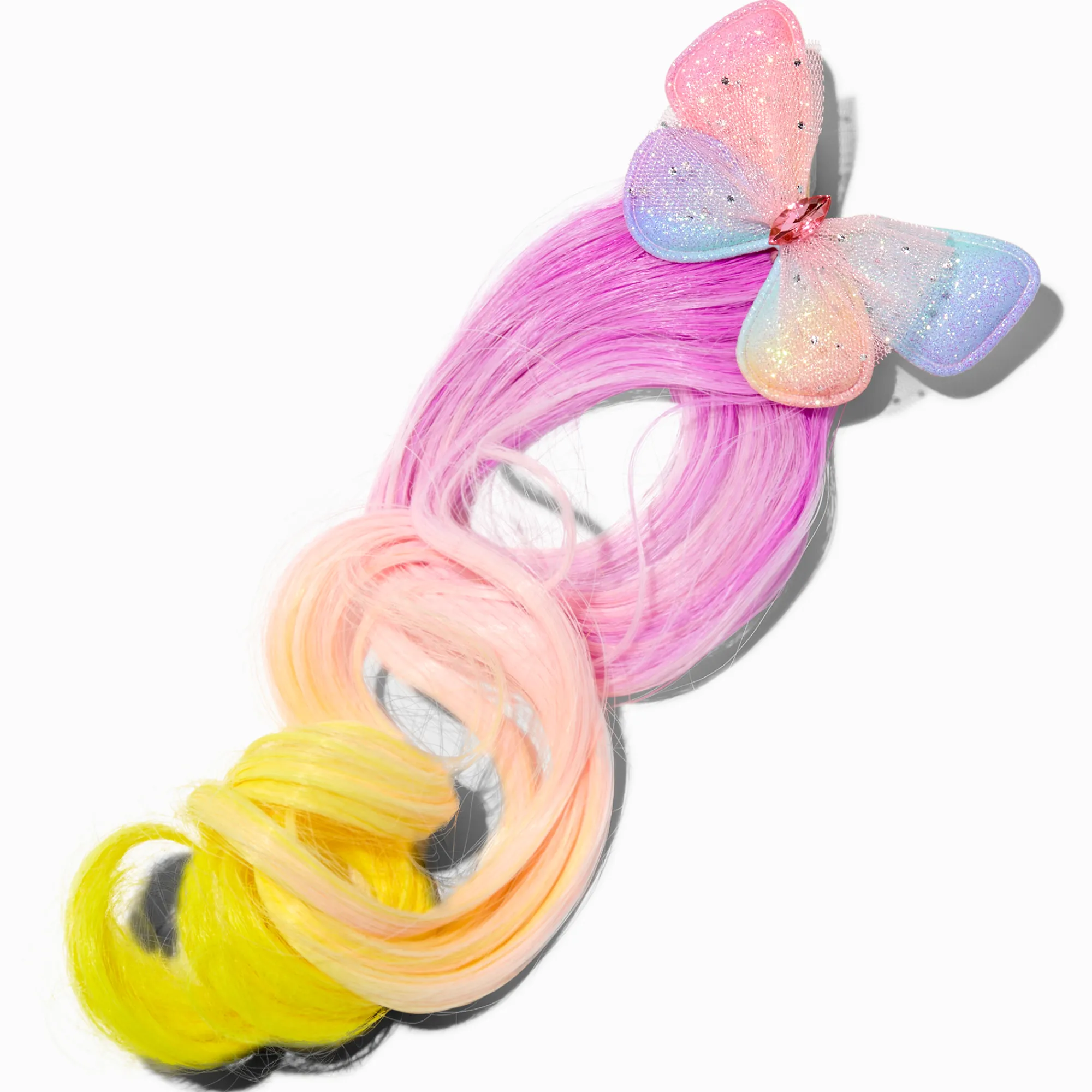 Claire's Perruques Et Extensions-Barrette avec cheveux synthétiques papillon pastel Claire's Club
