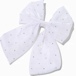 Claire's Noeuds Pour Cheveux-Barrette à nœud blanche avec strass fêtes de fin d'année Claire's Club