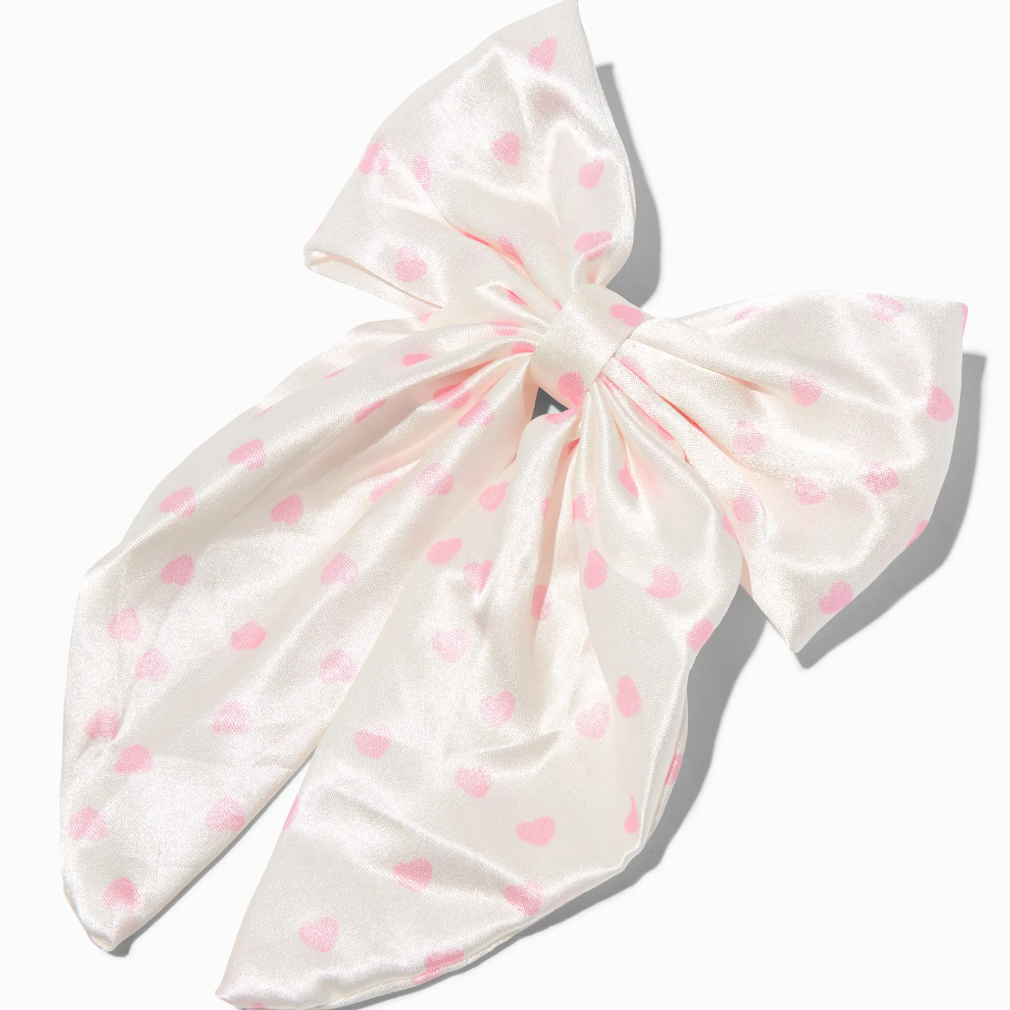 Claire's Noeuds Pour Cheveux|Barrettes Et Pinces-Barrette à nœud cœurs roses satin blanc Claire's Club