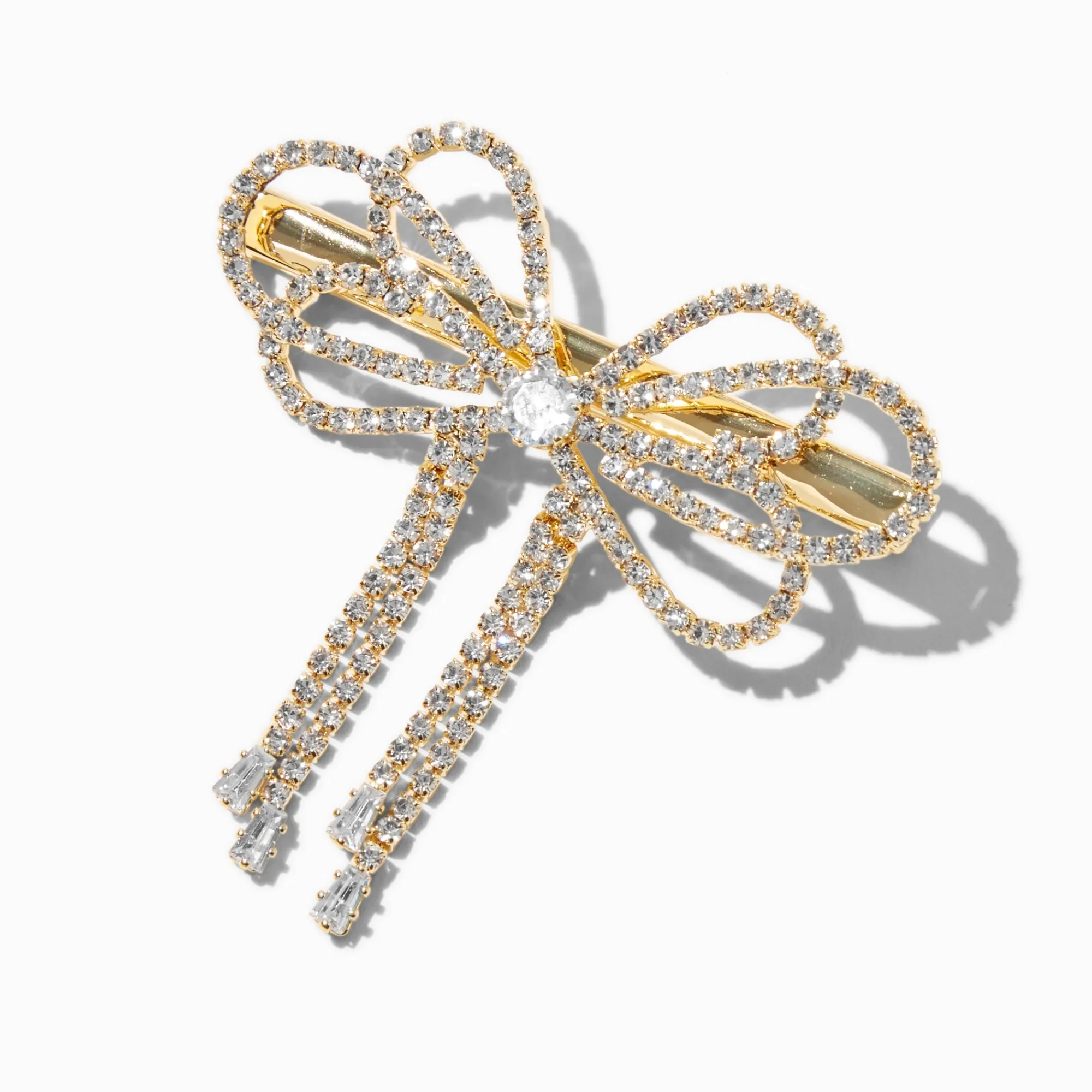 Claire's Noeuds Pour Cheveux|Barrettes Et Pinces-Barrette à nœud goutte strass couleur dorée