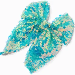 Claire's Barrettes Et Pinces|Noeuds Pour Cheveux-Barrette à nœud paillettes mousseline bleu sarcelle Claire's Club