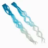 Claire's Perruques Et Extensions-Barrettes avec extensions de cheveux synthétiques bouclés dégradés bleus - Lot de 2