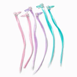 Claire's Barrettes Et Pinces|Perruques Et Extensions-Barrettes clic clac avec cheveux synthétiques strass et petits animaux Claire's Club - Lot de 6