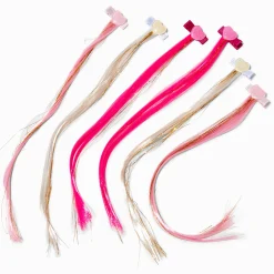 Claire's Barrettes Et Pinces|Perruques Et Extensions-Barrettes clic clac avec cheveux synthétiques cœur Claire's Club - Lot de 6