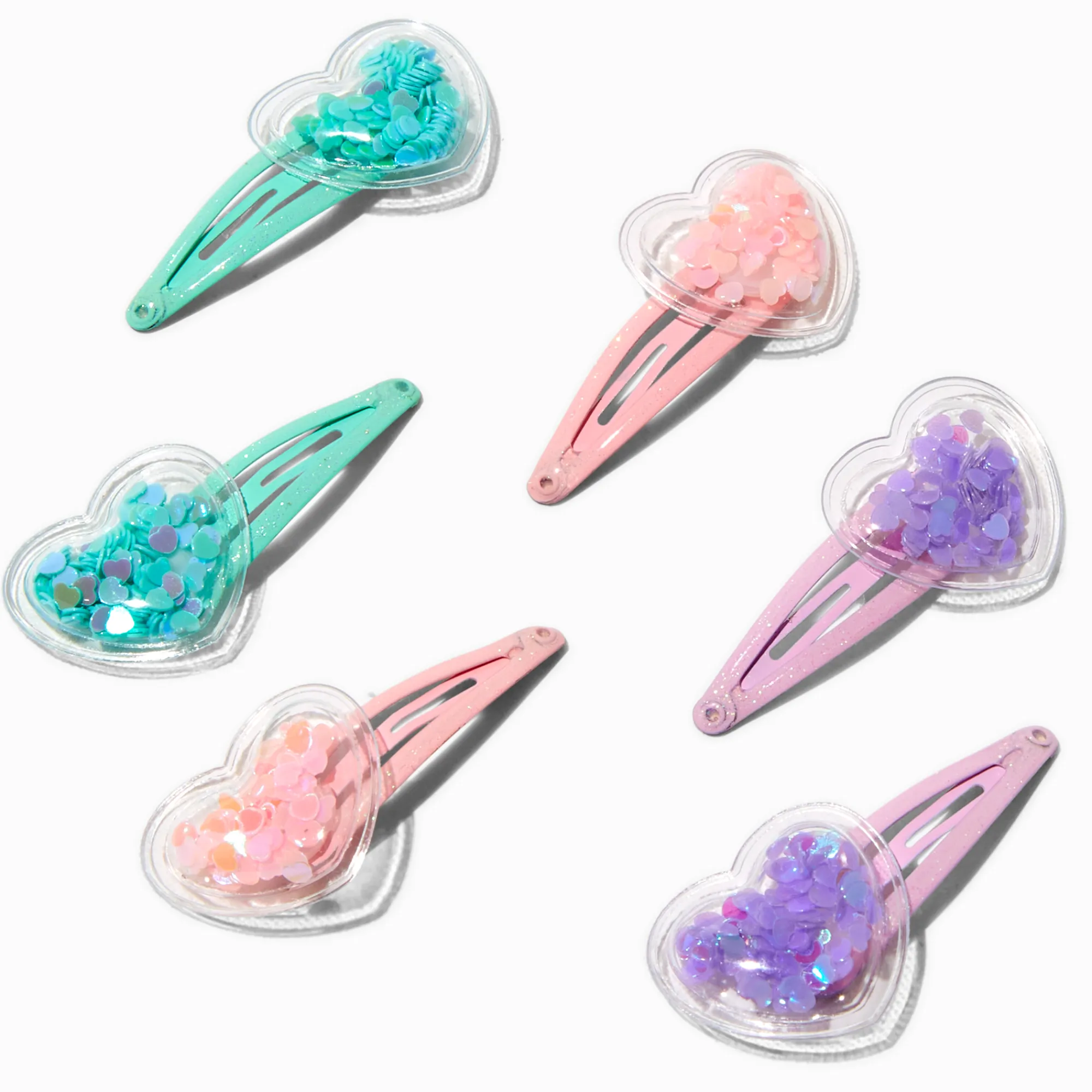 Claire's Barrettes Et Pinces-Barrettes clic clac cœur shaker pastel Claire's Club - Lot de 6