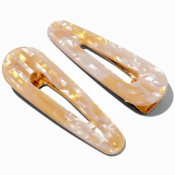 Claire's Barrettes Et Pinces-Barrettes clic clac en acrylique couleur ivoire - Lot de 2