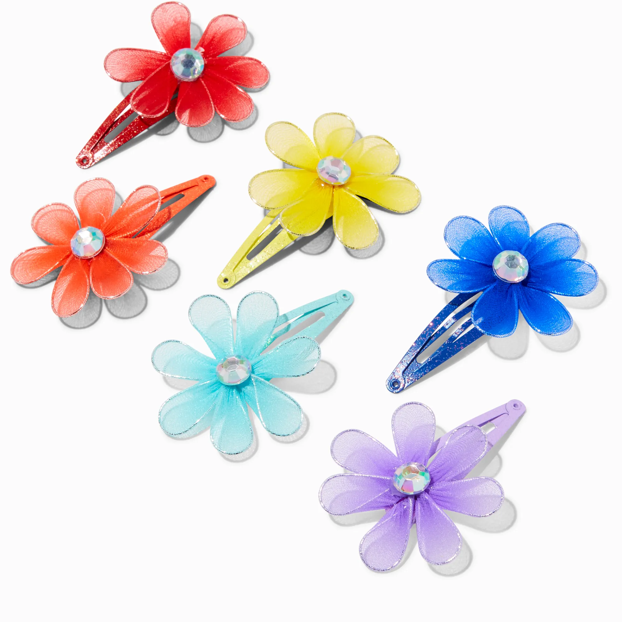 Claire's Barrettes Et Pinces-Barrettes clic clac fleurs en filet arc-en-ciel Claire's Club - Lot de 6