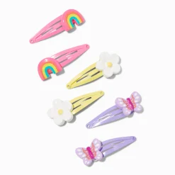 Claire's Barrettes Et Pinces-Barrettes clic clac marguerite, papillon, arc-en-ciel Claire's Club - Lot de 6