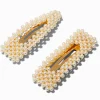 Claire's Barrettes Et Pinces-Barrettes clic clac perle d'imitation couleur dorée - Lot de 2