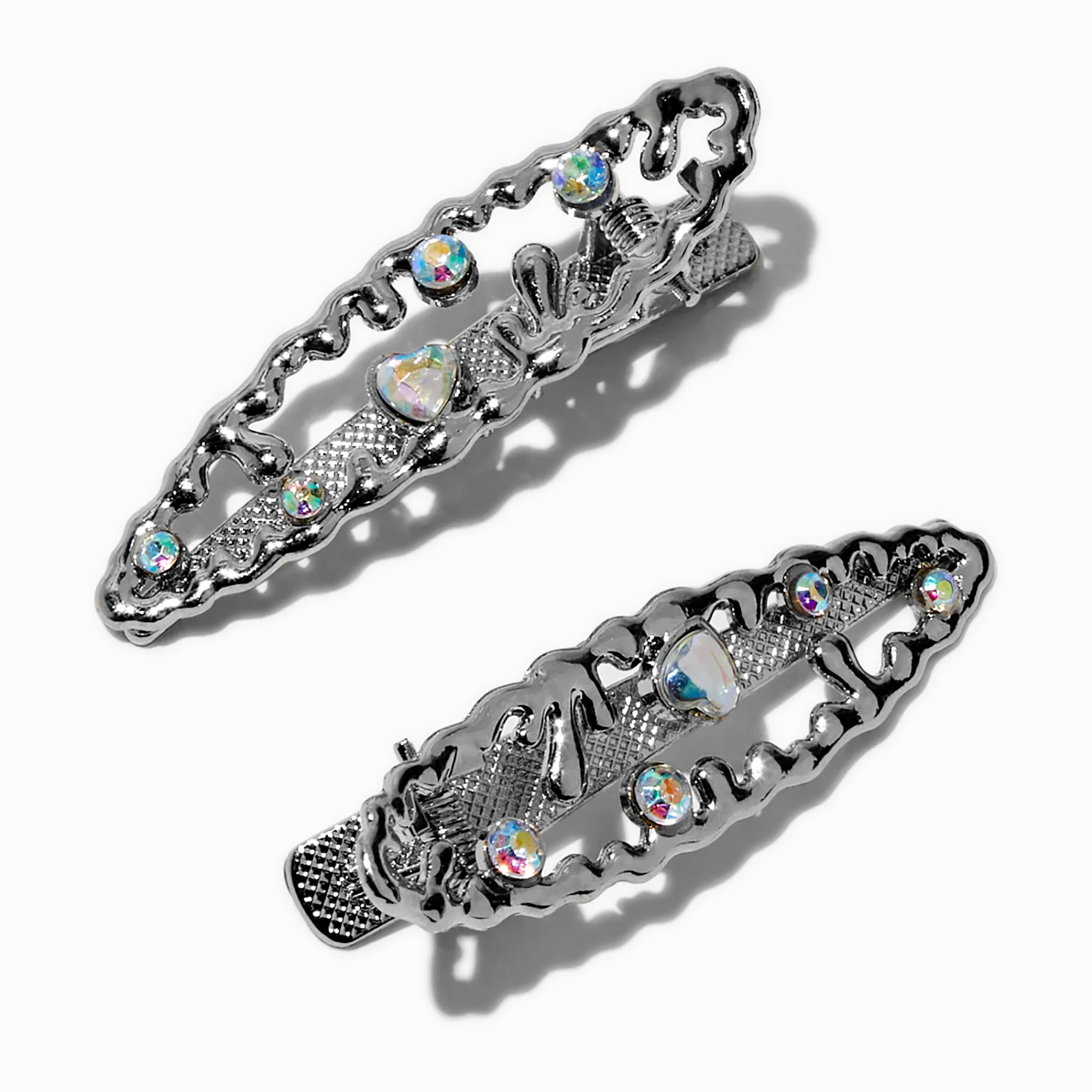 Claire's Barrettes Et Pinces-Barrettes cœur dégoulinant iridescentes - Lot de 2