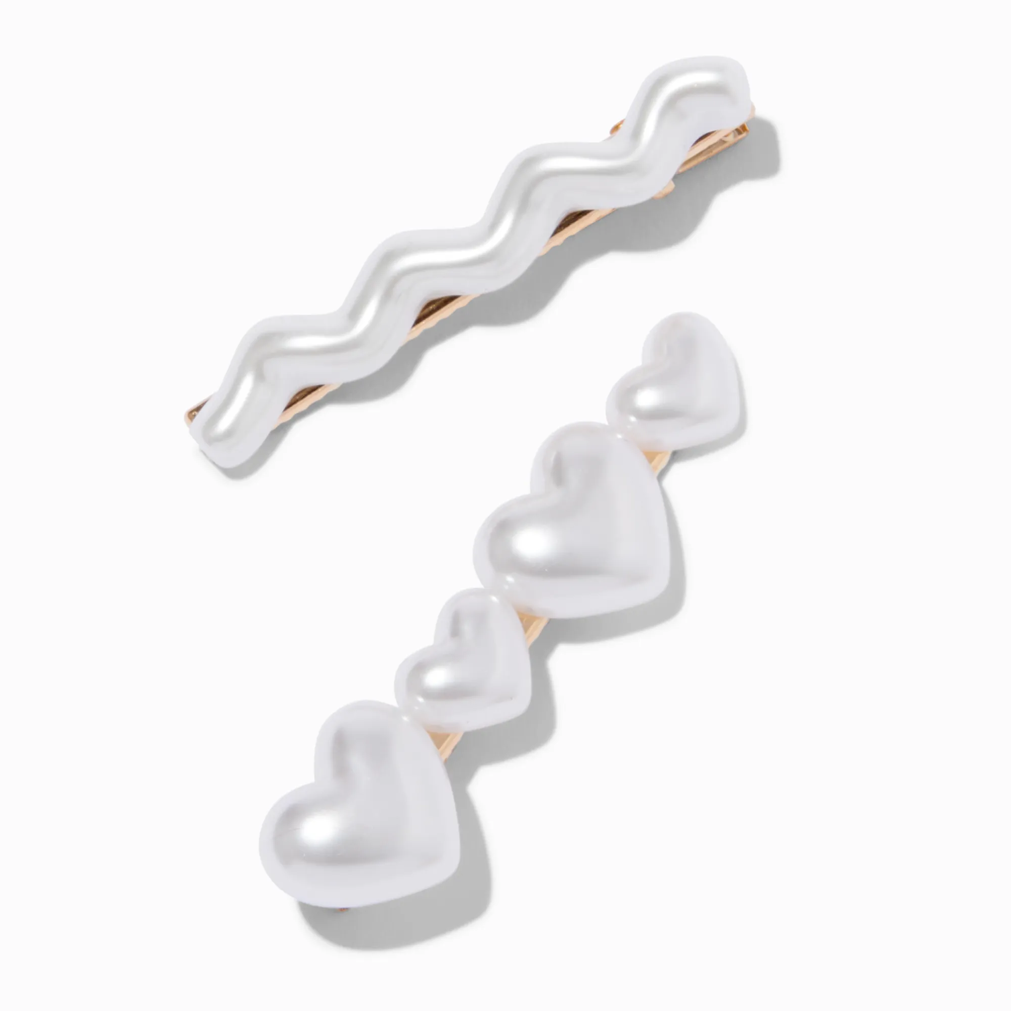 Claire's Barrettes Et Pinces-Barrettes cœur et vague perle d'imitation - Lot de 2