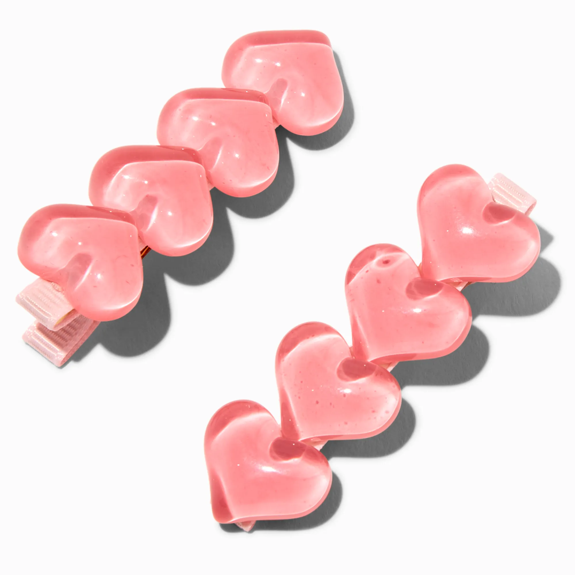 Claire's Barrettes Et Pinces-Barrettes cœurs bombés roses - Lot de 2