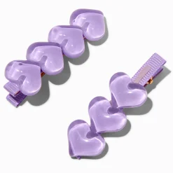 Claire's Barrettes Et Pinces-Barrettes cœurs bombés violettes - Lot de 2