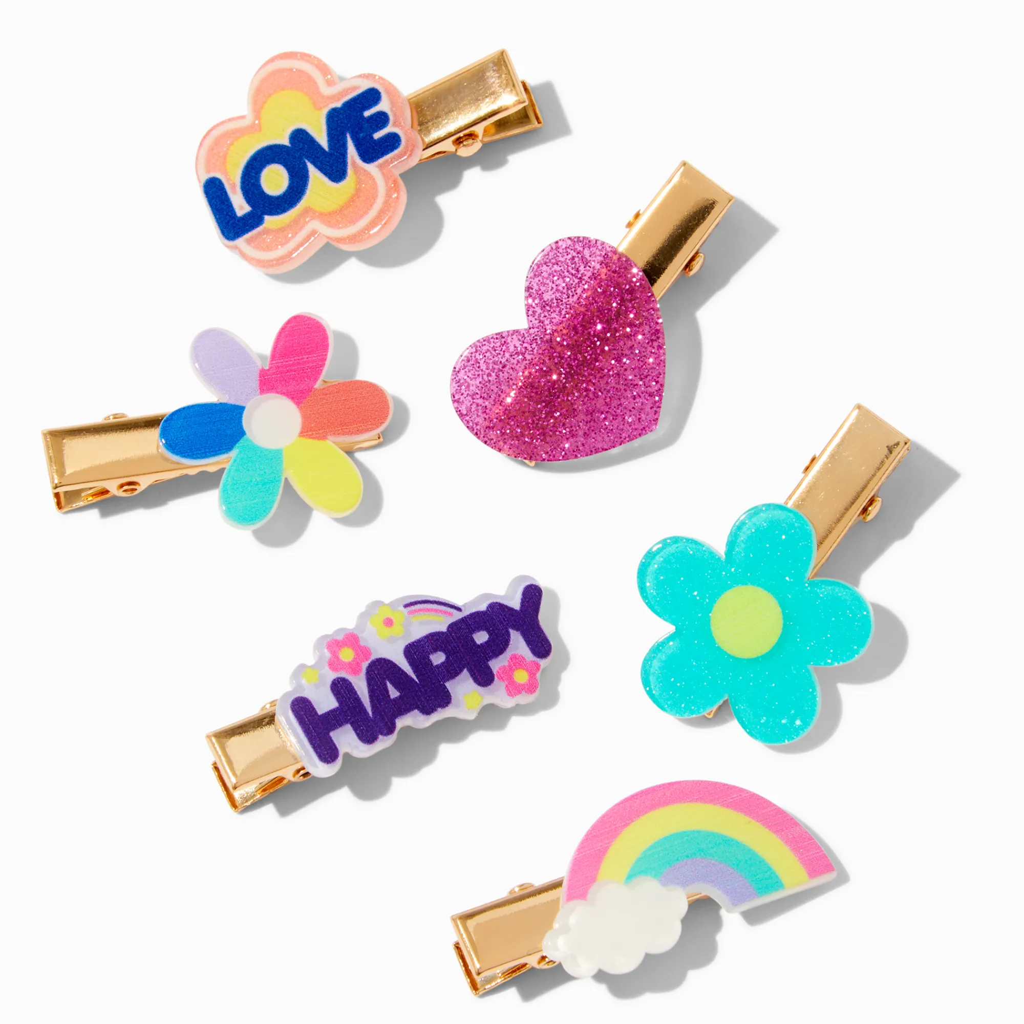 Claire's Barrettes Et Pinces-Barrettes « Happy » arc-en-ciel Claire's Club - Lot de 6