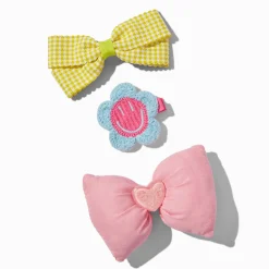 Claire's Noeuds Pour Cheveux|Barrettes Et Pinces-Barrettes à nœud en crochet bombé - Lot de 3