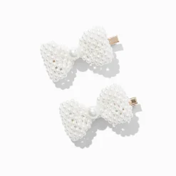 Claire's Noeuds Pour Cheveux|Barrettes Et Pinces-Barrettes à nœud en perle d'imitation - Lot de 2