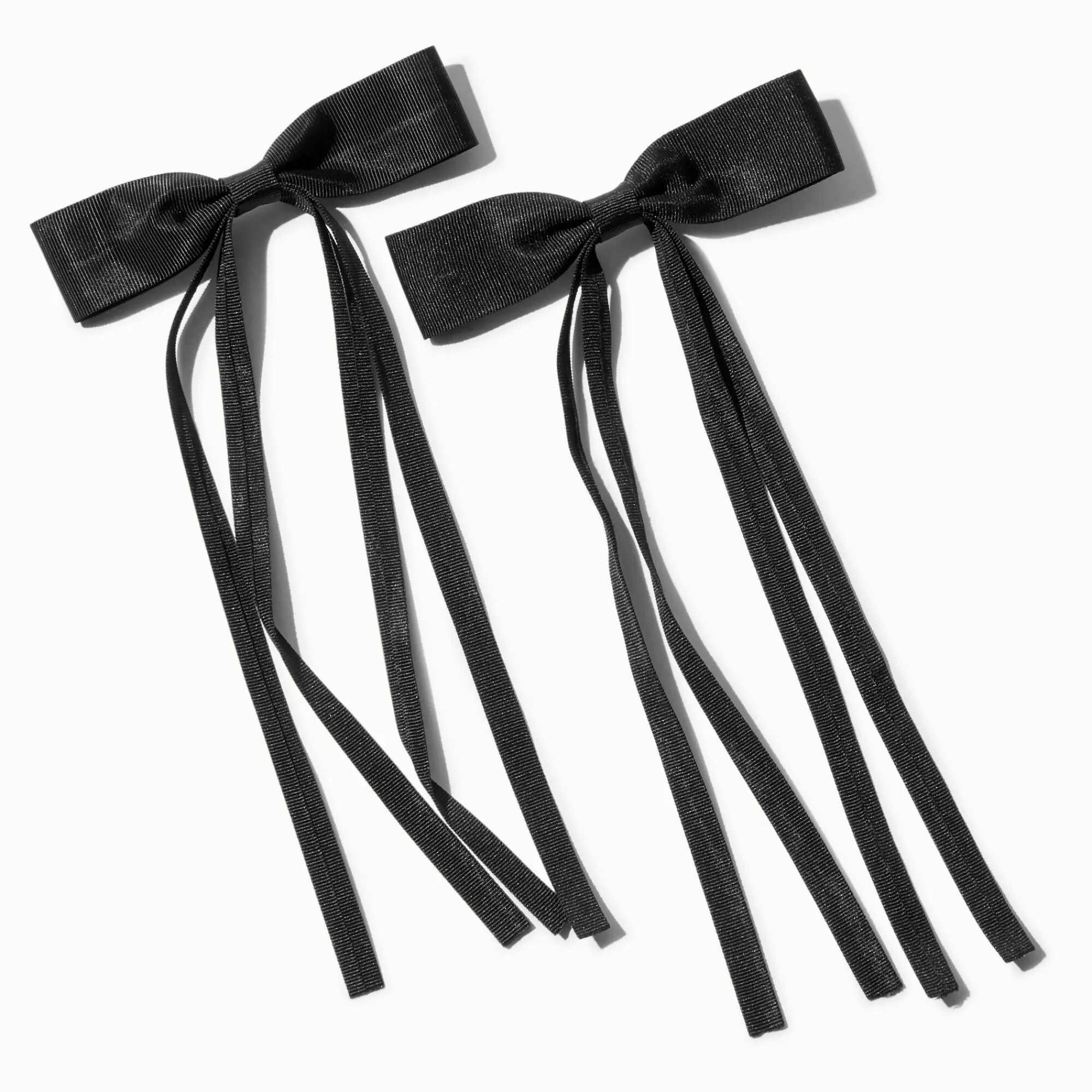 Claire's Noeuds Pour Cheveux|Barrettes Et Pinces-Barrettes à nœud à longs pans en ruban gros-grain noir - Lot de 2