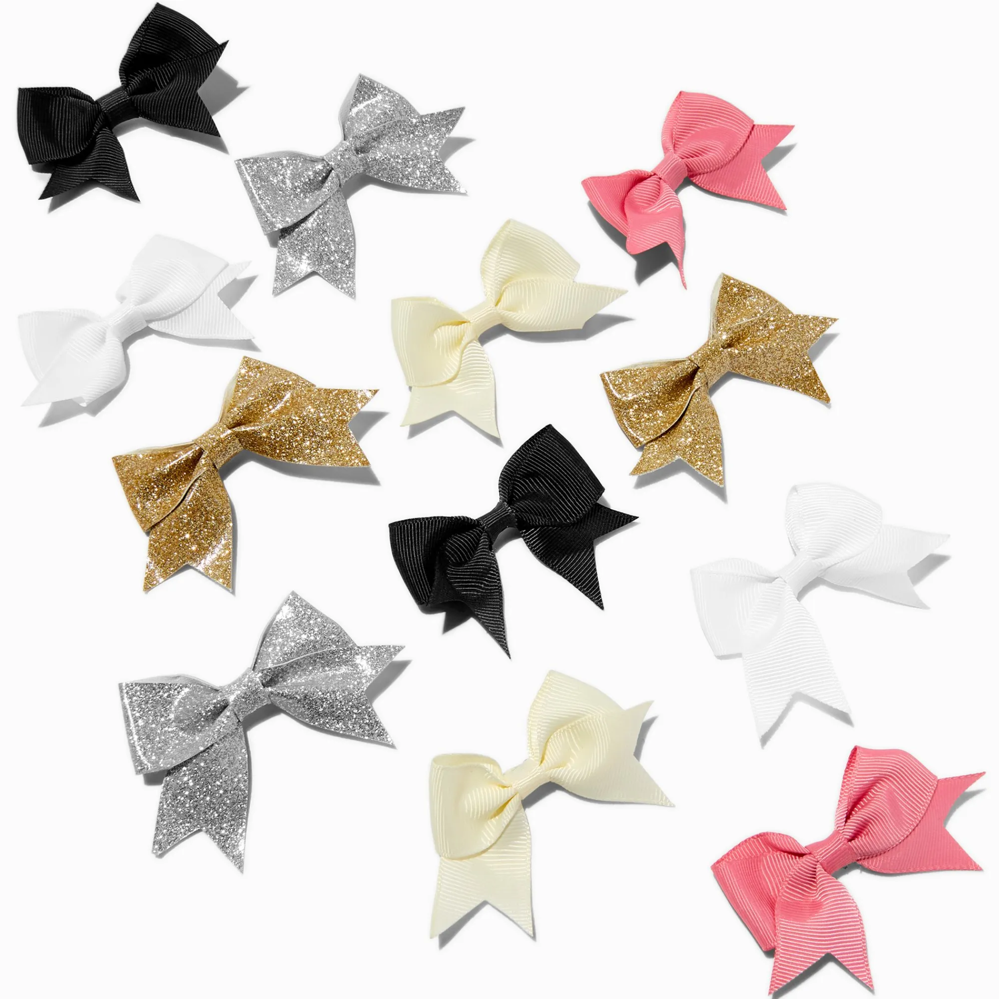 Claire's Noeuds Pour Cheveux|Barrettes Et Pinces-Barrettes à nœud à paillettes neutres Claire's Club - Lot de 12