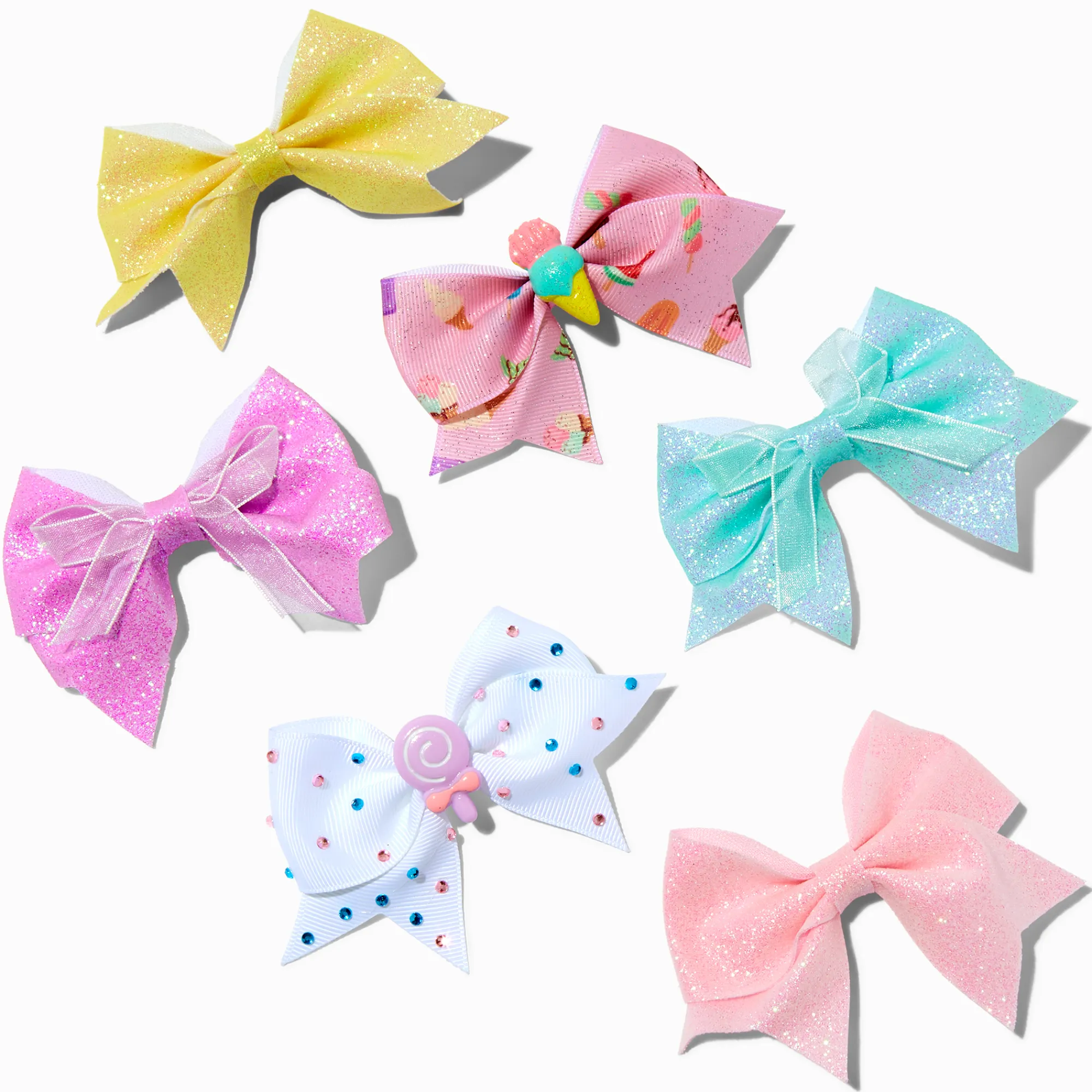 Claire's Noeuds Pour Cheveux-Barrettes à nœud pastel décalées Claire’s Club - Lot de 6