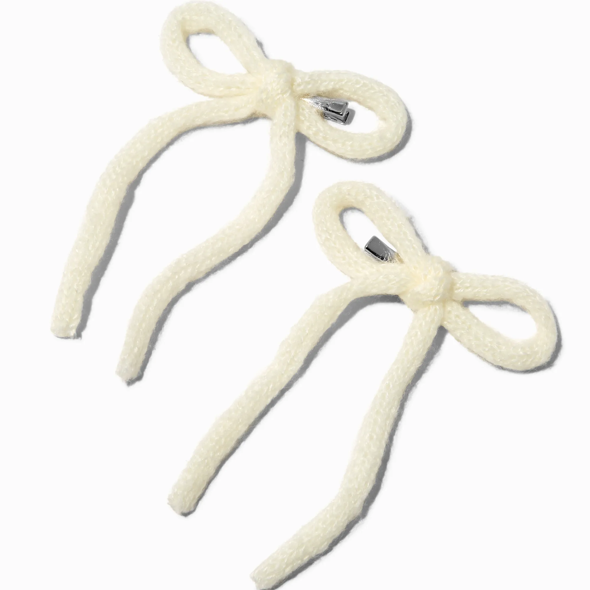 Claire's Noeuds Pour Cheveux-Barrettes à nœuds blancs tricotés – Lot de 2